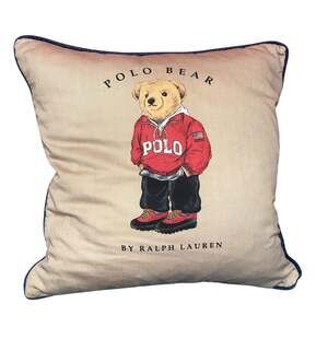 Vintage Ralph Lauren Polo Bear Teddy Bear Decorative Throw Pillow 18x18